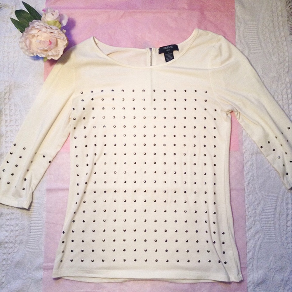 Cream Top w/ Mirrored Polka Dots